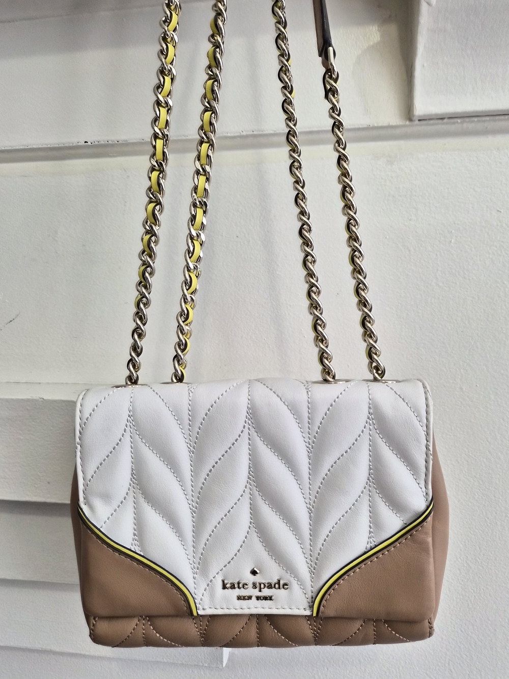 kate spade Two-Tone Quilted Leather Crossbody - White & Taupe
